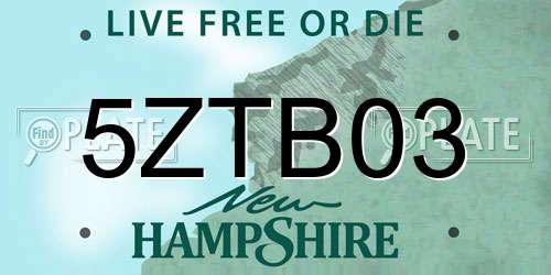 5ZTB03 New Hampshire License Plate
