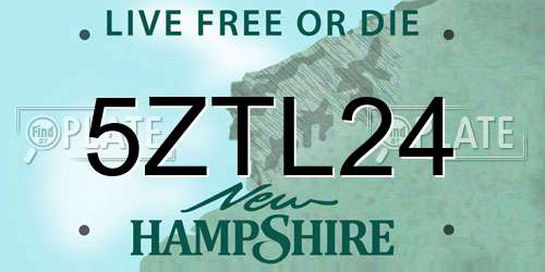5ZTL24 New Hampshire License Plate