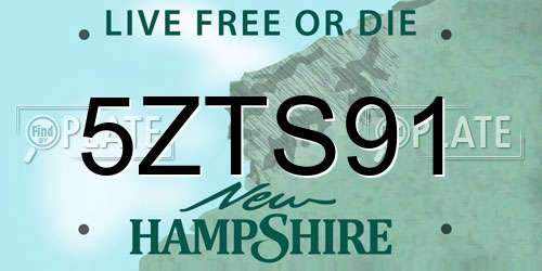 5ZTS91 New Hampshire License Plate
