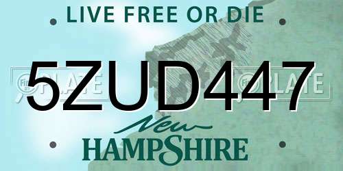 5ZUD447 New Hampshire License Plate