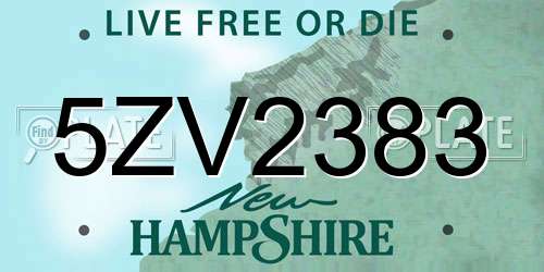 5ZV2383 New Hampshire License Plate