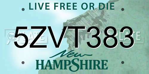 5ZVT383 New Hampshire License Plate