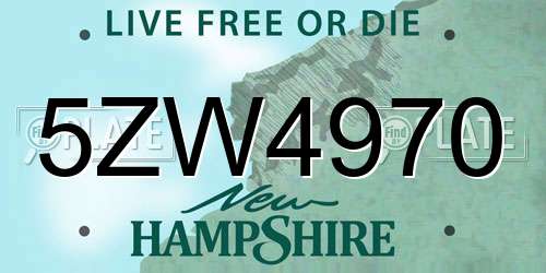 5ZW4970 New Hampshire License Plate