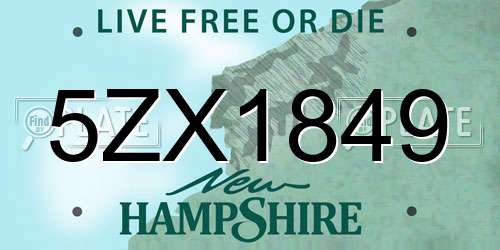 5ZX1849 New Hampshire License Plate