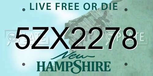 5ZX2278 New Hampshire License Plate