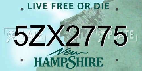 5ZX2775 New Hampshire License Plate