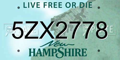 5ZX2778 New Hampshire License Plate