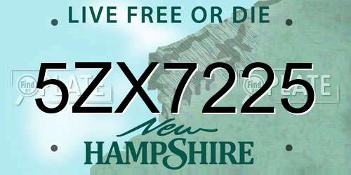 5ZX7225 New Hampshire License Plate