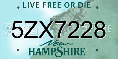 5ZX7228 New Hampshire License Plate