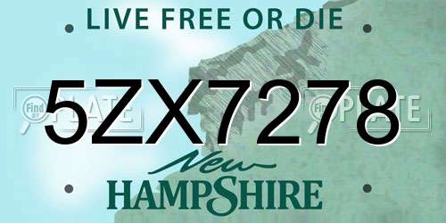 5ZX7278 New Hampshire License Plate
