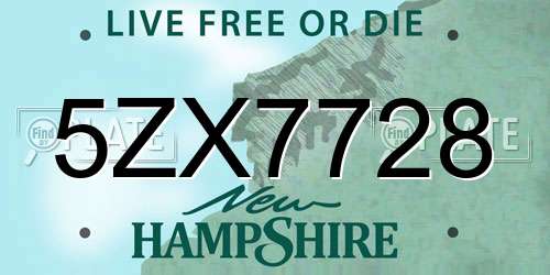 5ZX7728 New Hampshire License Plate