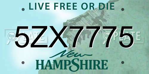 5ZX7775 New Hampshire License Plate