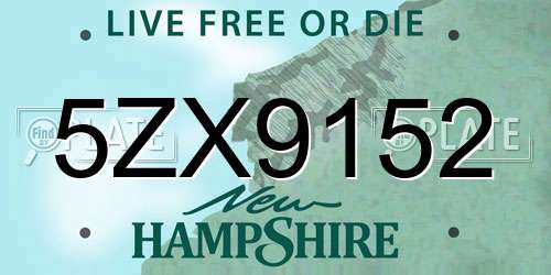 5ZX9152 New Hampshire License Plate