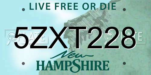 5ZXT228 New Hampshire License Plate