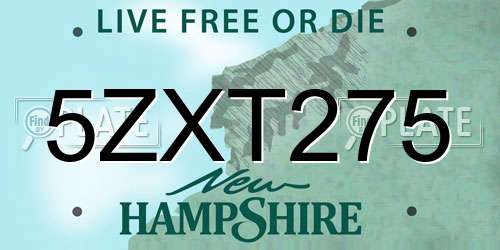 5ZXT275 New Hampshire License Plate