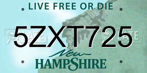 5ZXT725 New Hampshire License Plate