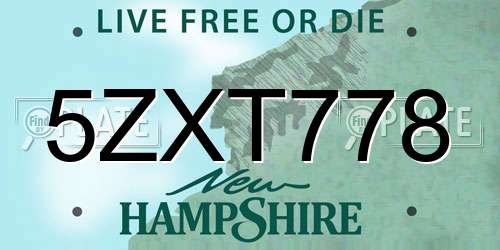 5ZXT778 New Hampshire License Plate