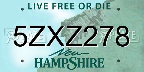 5ZXZ278 New Hampshire License Plate