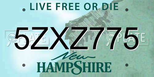 5ZXZ775 New Hampshire License Plate