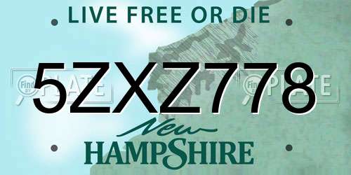 5ZXZ778 New Hampshire License Plate