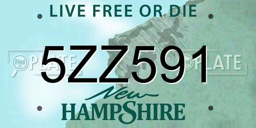 5ZZ591 New Hampshire License Plate