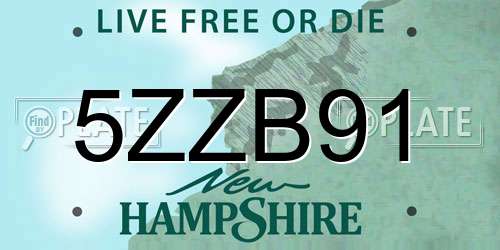 5ZZB91 New Hampshire License Plate