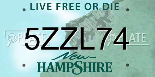 5ZZL74 New Hampshire License Plate