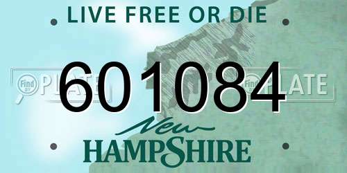 601084 New Hampshire License Plate