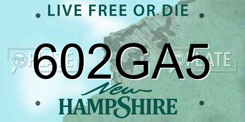 602GA5 New Hampshire License Plate