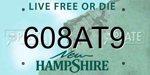 608AT9 New Hampshire License Plate