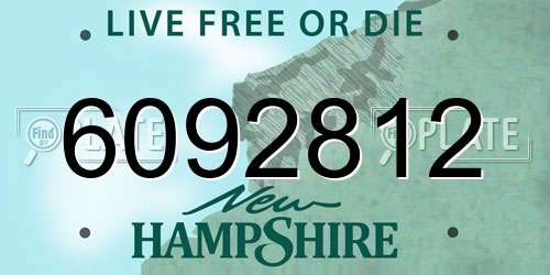 6092812 New Hampshire License Plate