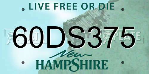 60DS375 New Hampshire License Plate