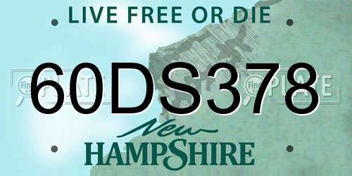60DS378 New Hampshire License Plate