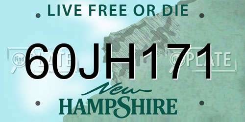 60JH171 New Hampshire License Plate