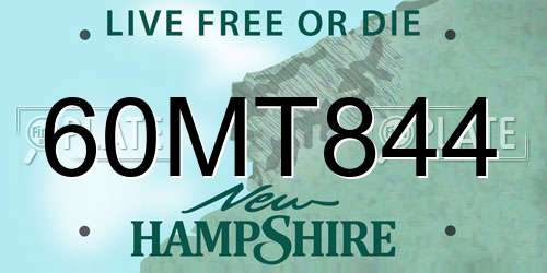 60MT844 New Hampshire License Plate