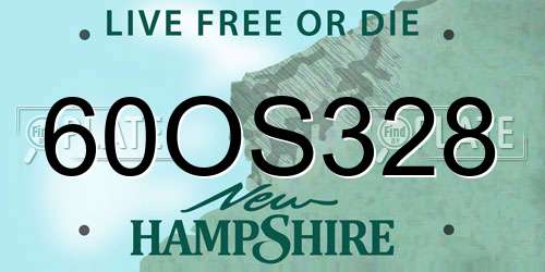 60OS328 New Hampshire License Plate