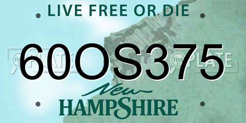 60OS375 New Hampshire License Plate
