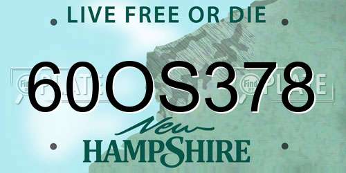 60OS378 New Hampshire License Plate