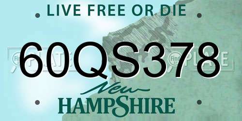60QS378 New Hampshire License Plate