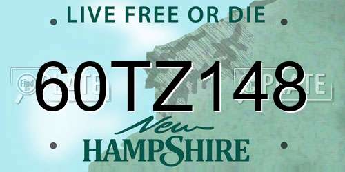 60TZ148 New Hampshire License Plate