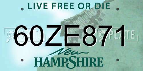 60ZE871 New Hampshire License Plate