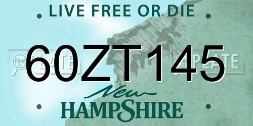 60ZT145 New Hampshire License Plate