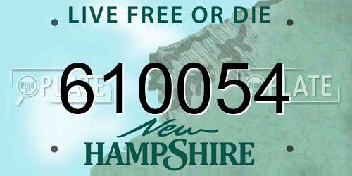 610054 New Hampshire License Plate