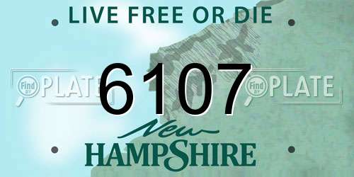 6107 New Hampshire License Plate