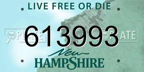 613993 New Hampshire License Plate