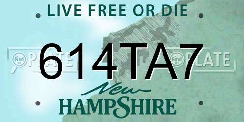 614TA7 New Hampshire License Plate