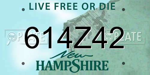 614Z42 New Hampshire License Plate