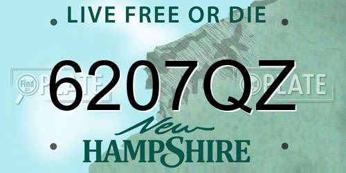6207QZ New Hampshire License Plate