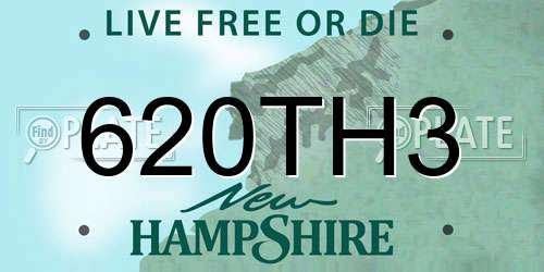 620TH3 New Hampshire License Plate