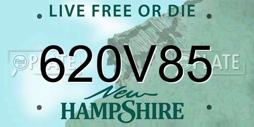 620V85 New Hampshire License Plate